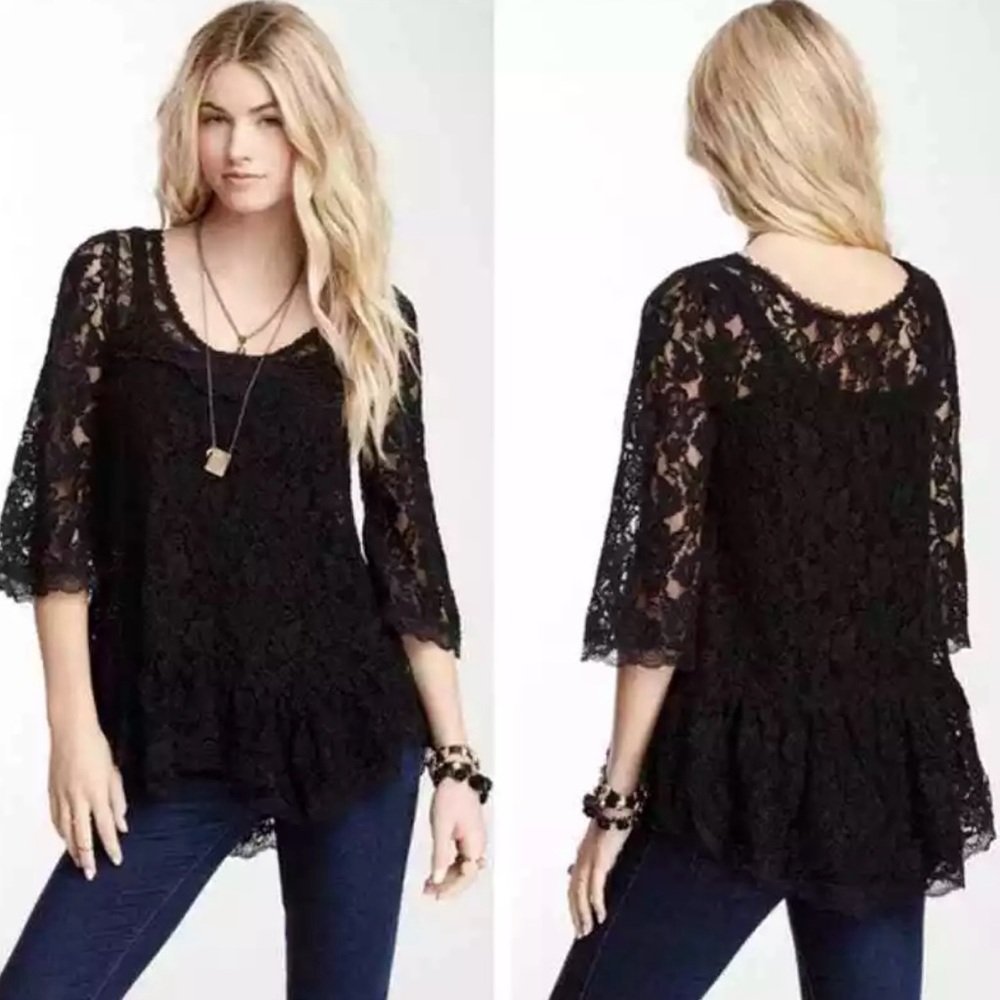 Free People Lace Floral Top size XS